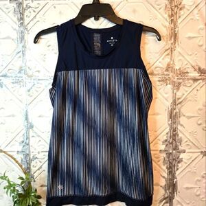 Athleta Navy and White Striped Tank Top Mobilized Mesh Vintage Active To…